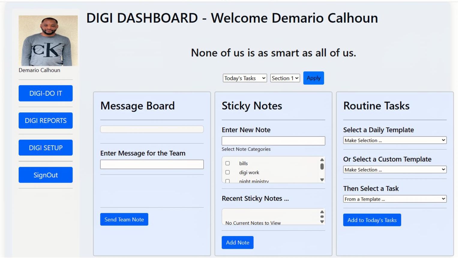 DigiDo client and member reporting dashboard showing report summary cards