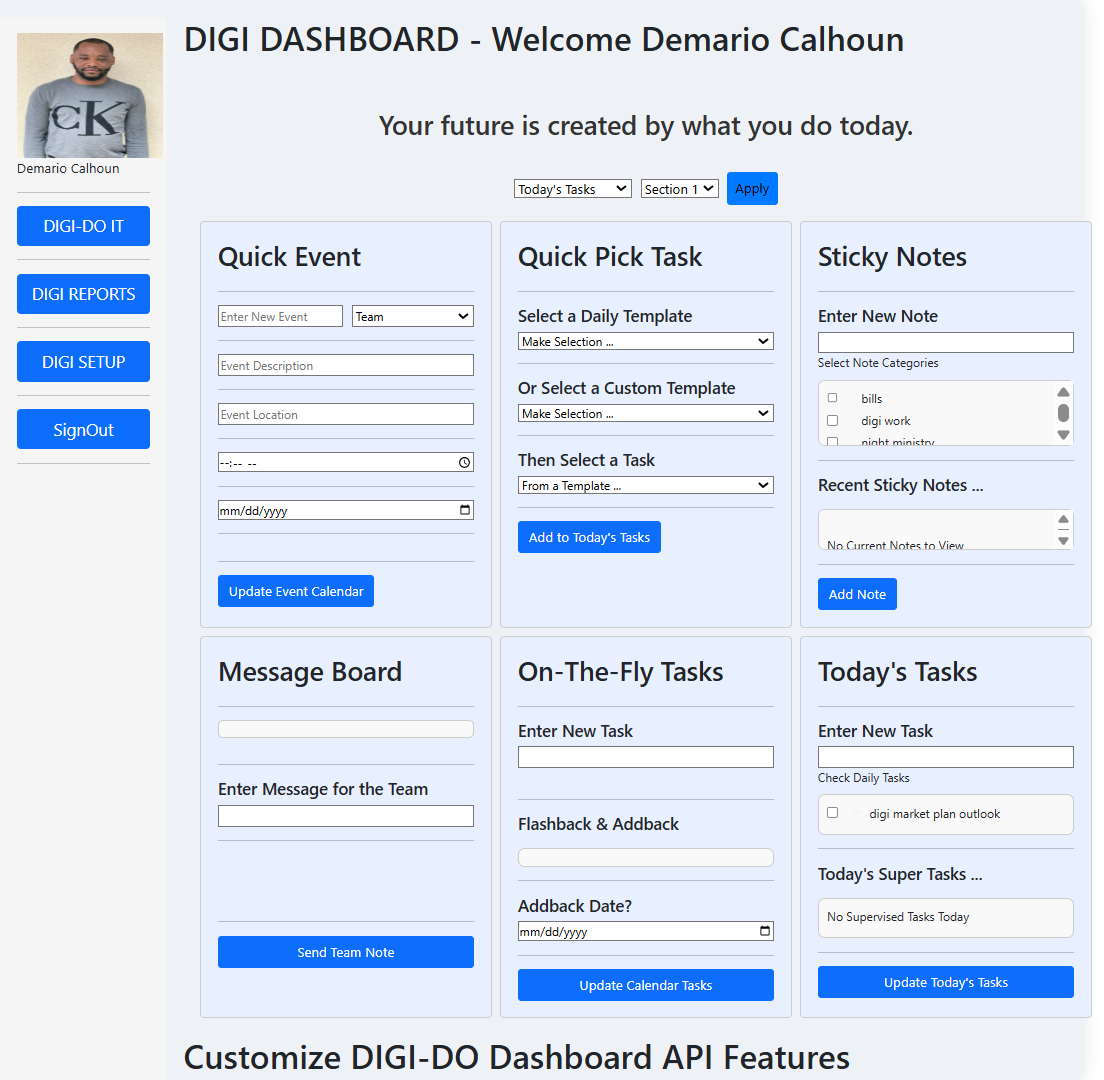 Dashboard screenshot