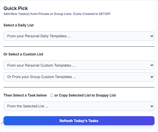 Quick Pick form