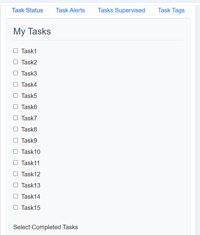 Task list screenshot