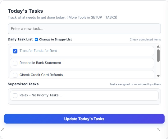 Today's Tasks form